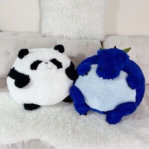 Squishable Big Size Fuzzy Blue Dragon & Panda Plush Set/Bundle
